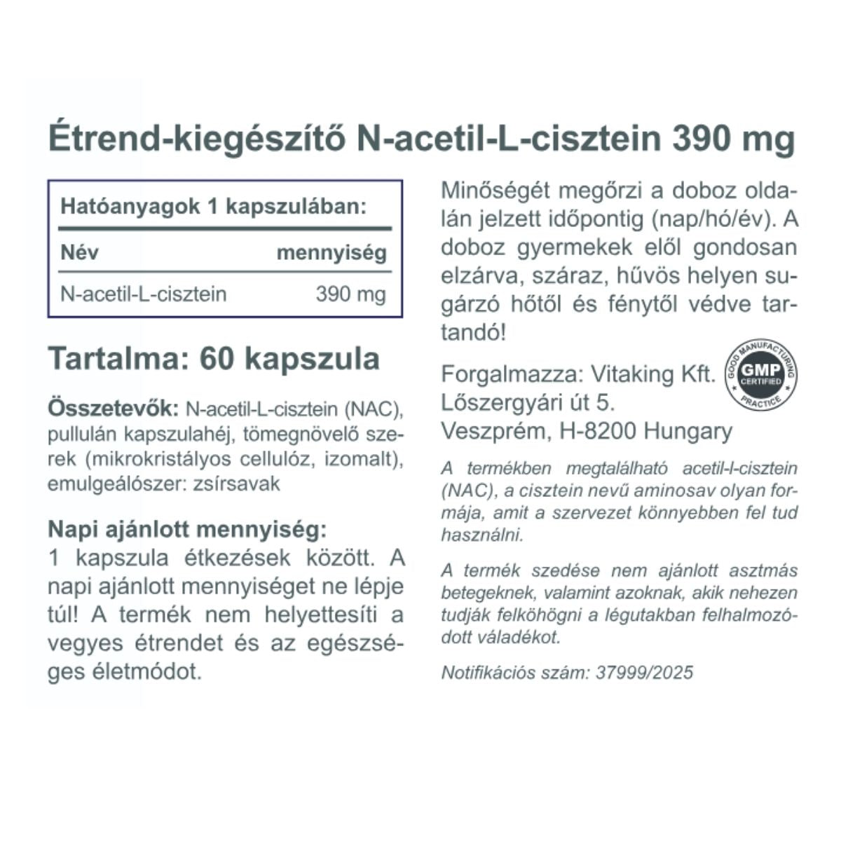 Vitaking NAC 390 mg ( 60db )