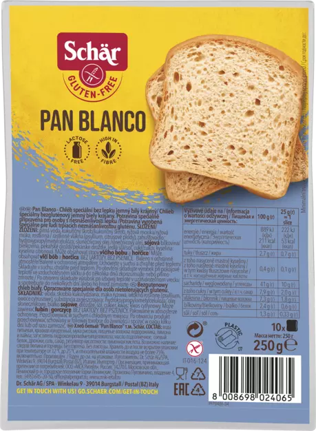 Schar Pan Blanco Kenyér 250g