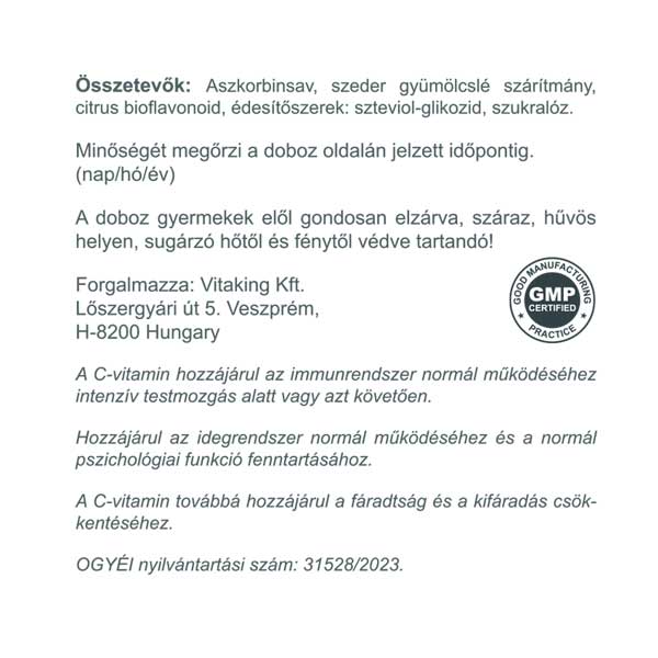 Vitaking Instant Supreme C-1000 (biof) szeder íz 400g