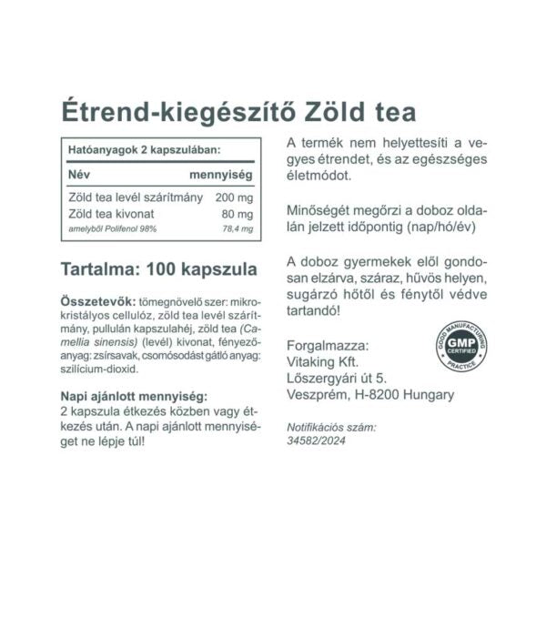 Vitaking zöld tea kapszula ( 100db )