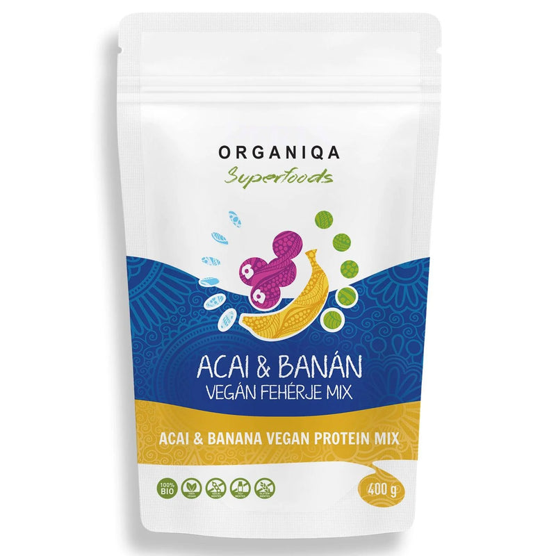 ORGANIQA Bio Acai-Banán Vegán Fehérje Mix 400g