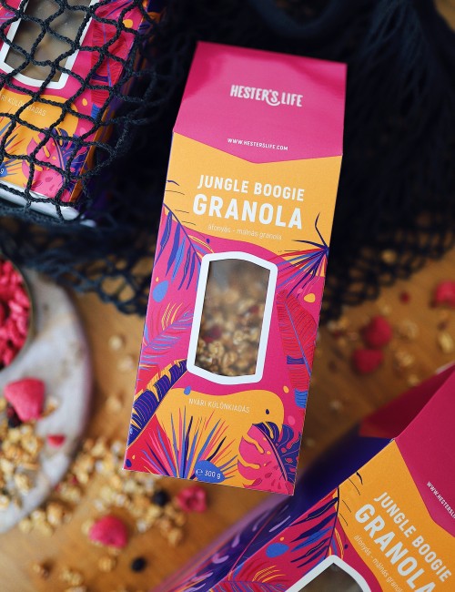 Hesters Life jungle boogie áfonyás-málnás granola 300 g