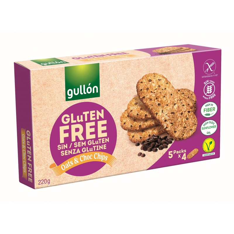 Gullon Gluténmentes zab-csokoládé keksz ( 220g )