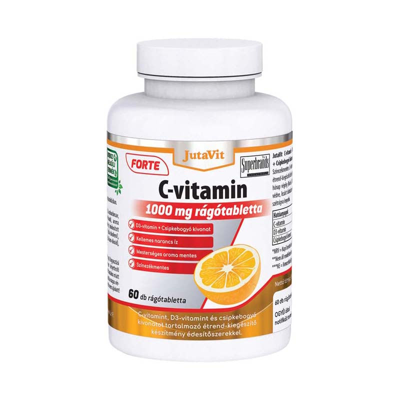 JutaVit C-vitamin 1000 mg Forte rágótabletta + D3-vitamin+ Csipkebogyó kiv 60db
