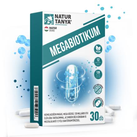 Natur Tanya® MEGABIOTIKUM - 12 féle baktériumtörzs, mega dózisú, 120 milliárd CFU élőflóra tartalom 30db