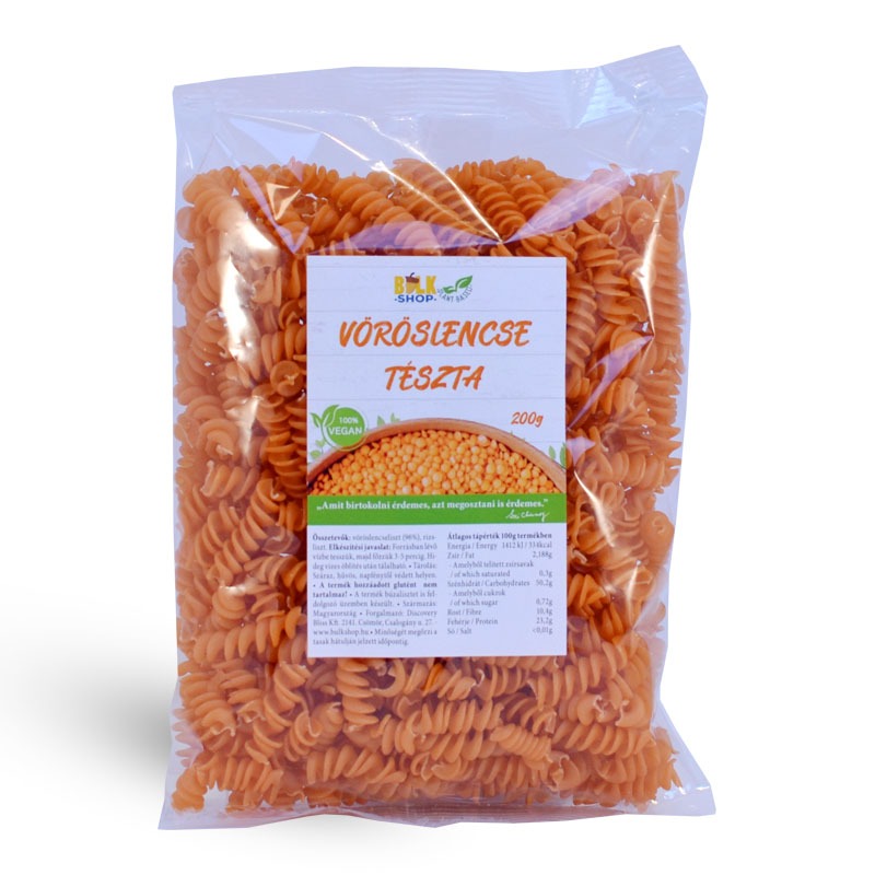 Bulkshop Vöröslencse tészta, orsó 200g