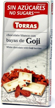Torras Glutén-és Cukormentes Fehércsokoládé Goji Bogyó