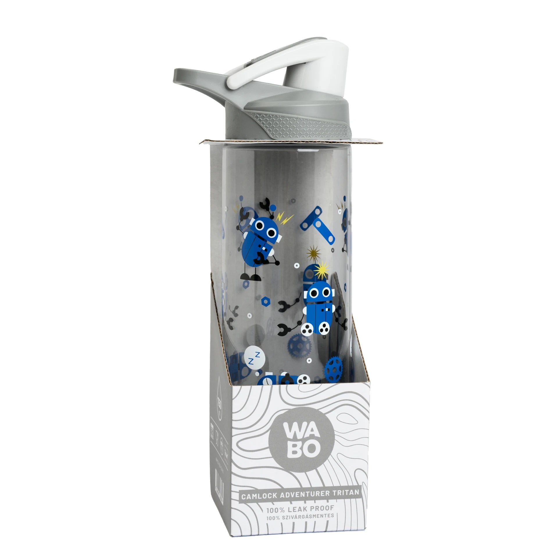 WABO BPA mentes műanyag kulacs 750 ml robotos