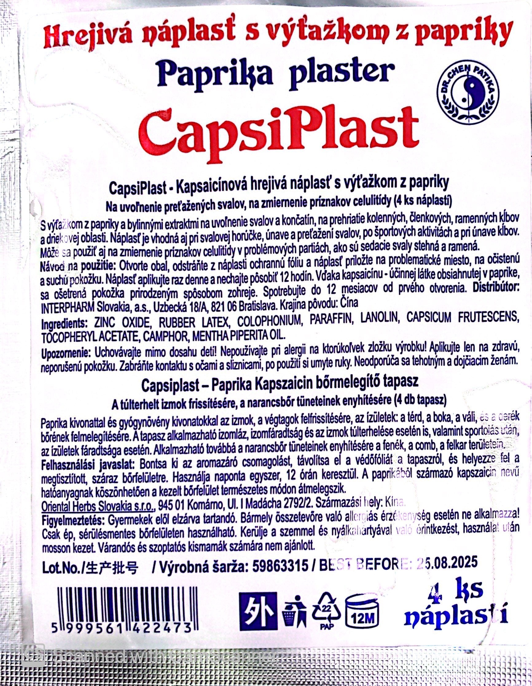 Dr.chen capsiplast paprika hőtapasz 4db