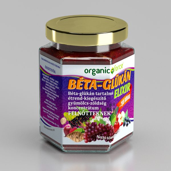 Organic Force Béta-Glükán Elixír, gyümölcs-zöldség szuperkoncentrátum, 12 éves kortól és felnőtteknek, 210g