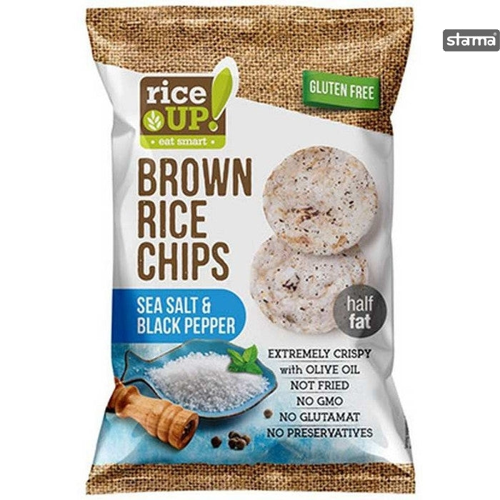 RICE UP BARNA RIZS CHIPS TENGERI SÓS ÉS BORSOS ÍZŰ 60g