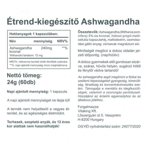 Vitaking Ashwagandha kivonat 240mg 60db