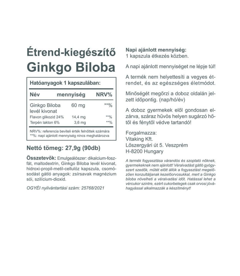 Vitaking Ginkgo Biloba 60mg Tabletta