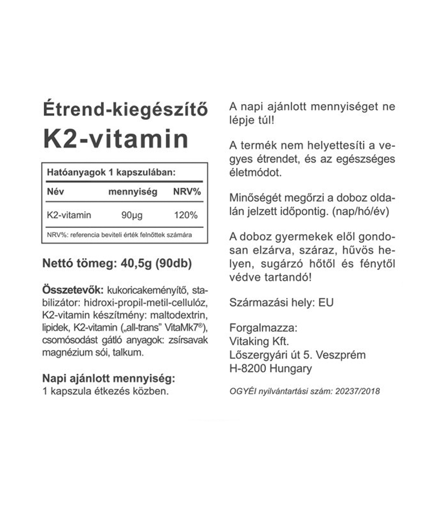 Vitaking K2-Vitamin 90db