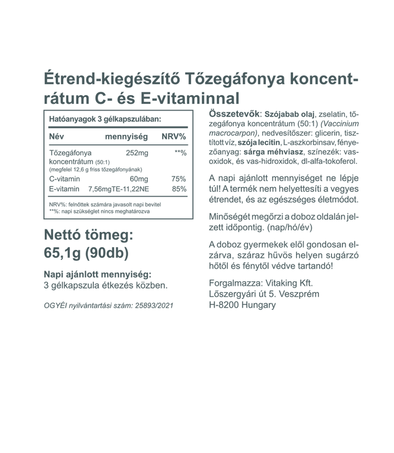 Vitaking tőzegáfonya gélkapszula - 90 db