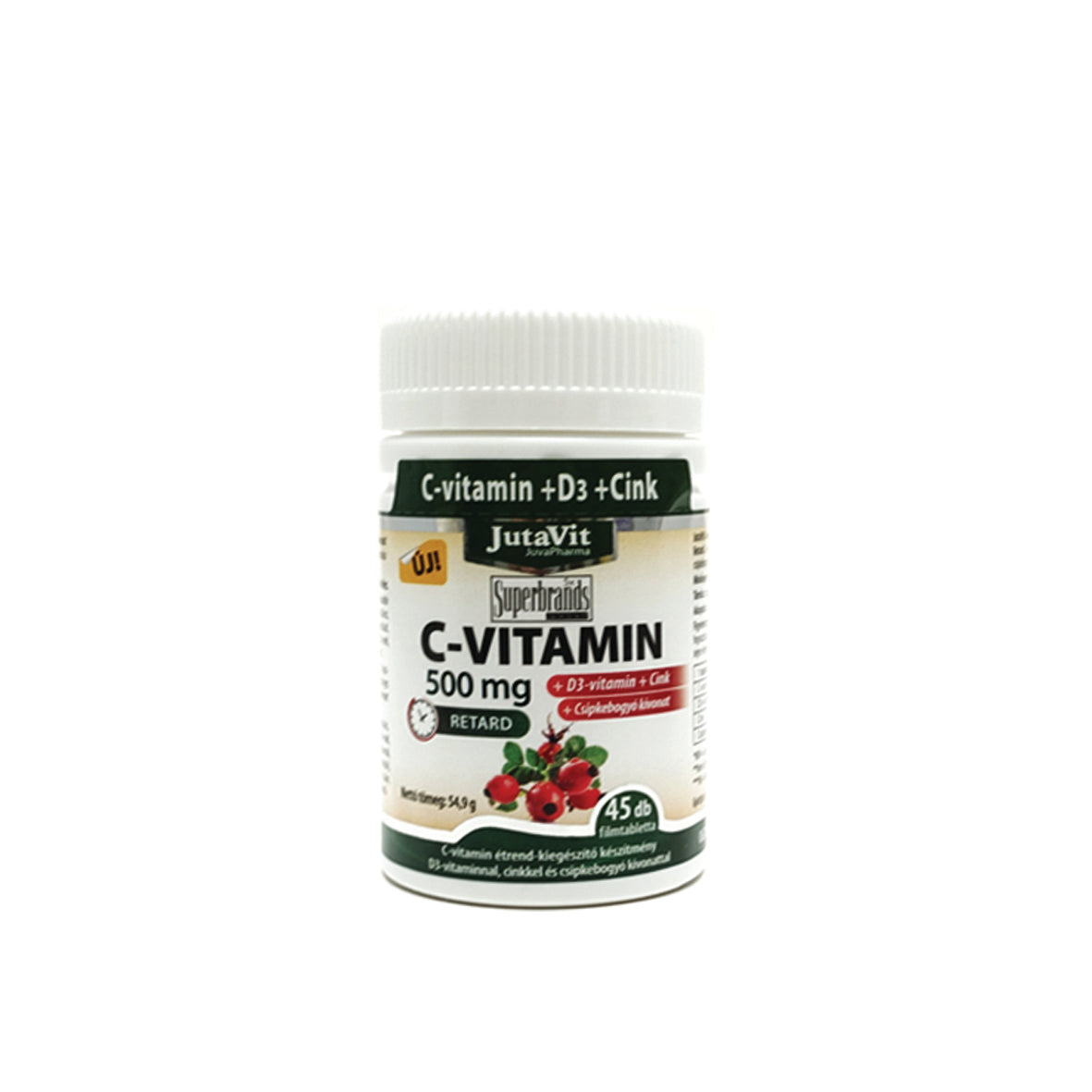 JutaVit C-vitamin 500mg nyújtott kioldódású + csipkebogyó + D3 vitamin + Cink 45 db