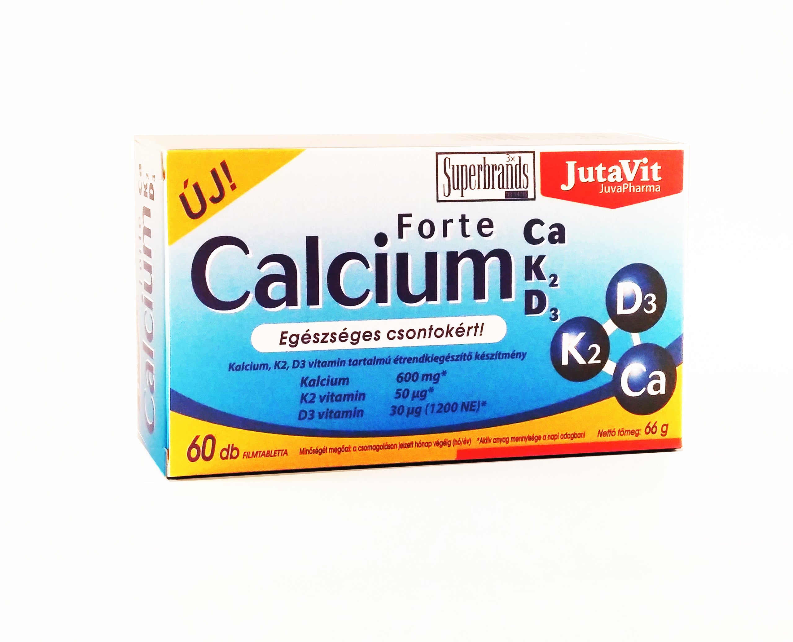 JutaVit Calcium Forte+K2+D3 tabletta 60 db