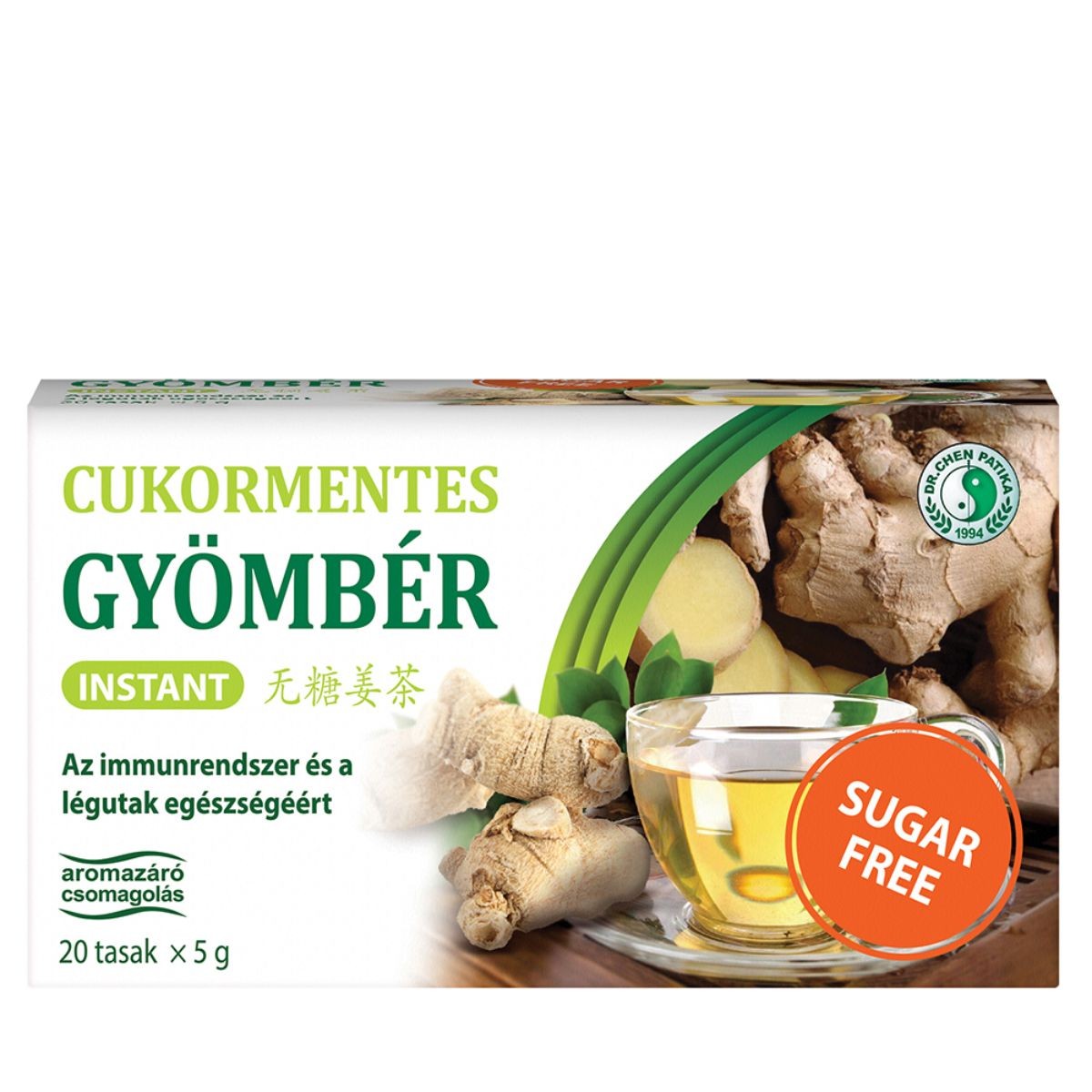 Dr.Chen Instant Gyömbér Tea – Cukor Mentes 20db