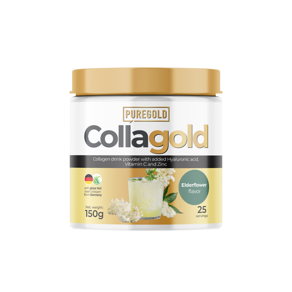 Puregold CollaGold Marha és Hal kollagén italpor hialuronsavval bodza 150g