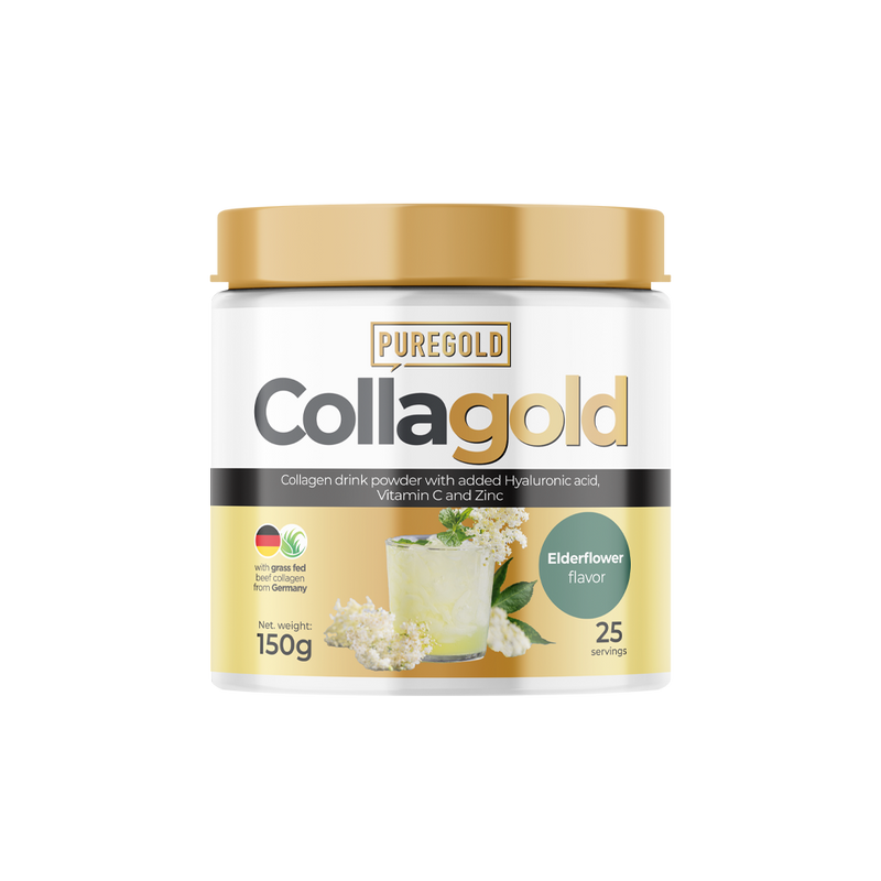 Puregold CollaGold Marha és Hal kollagén italpor hialuronsavval bodza 150g