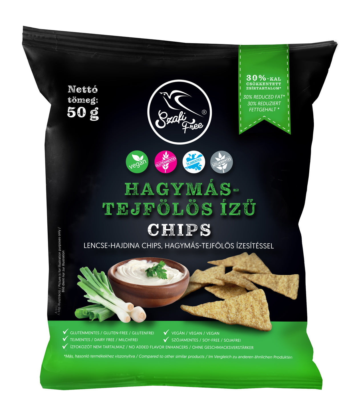 SZAFI FREE HAGYMÁS-TEJFÖLÖS ÍZŰ CHIPS (GLUTÉNMENTES) 50G