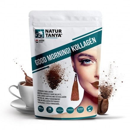 Natur Tanya® Good morning! Kollagén cappuccino - hal és marha kollagén peptidek, biotin, C-vitamin és cink-biszglicinát 20adag