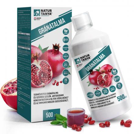 Natur Tanya® 100% gránátalma koncentrátum - antioxidáns ital gránátalma gyümölcs, héj és mag préseléséből, organikus szelénnel. Sejtvédelem és immunrendszer egészség. 500 ml