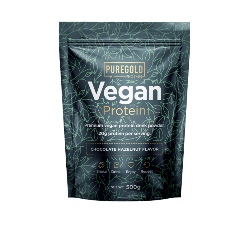Puregold Vegan Protein ízesített növényi fehérje italpor Chocolate Hazelnut 500g