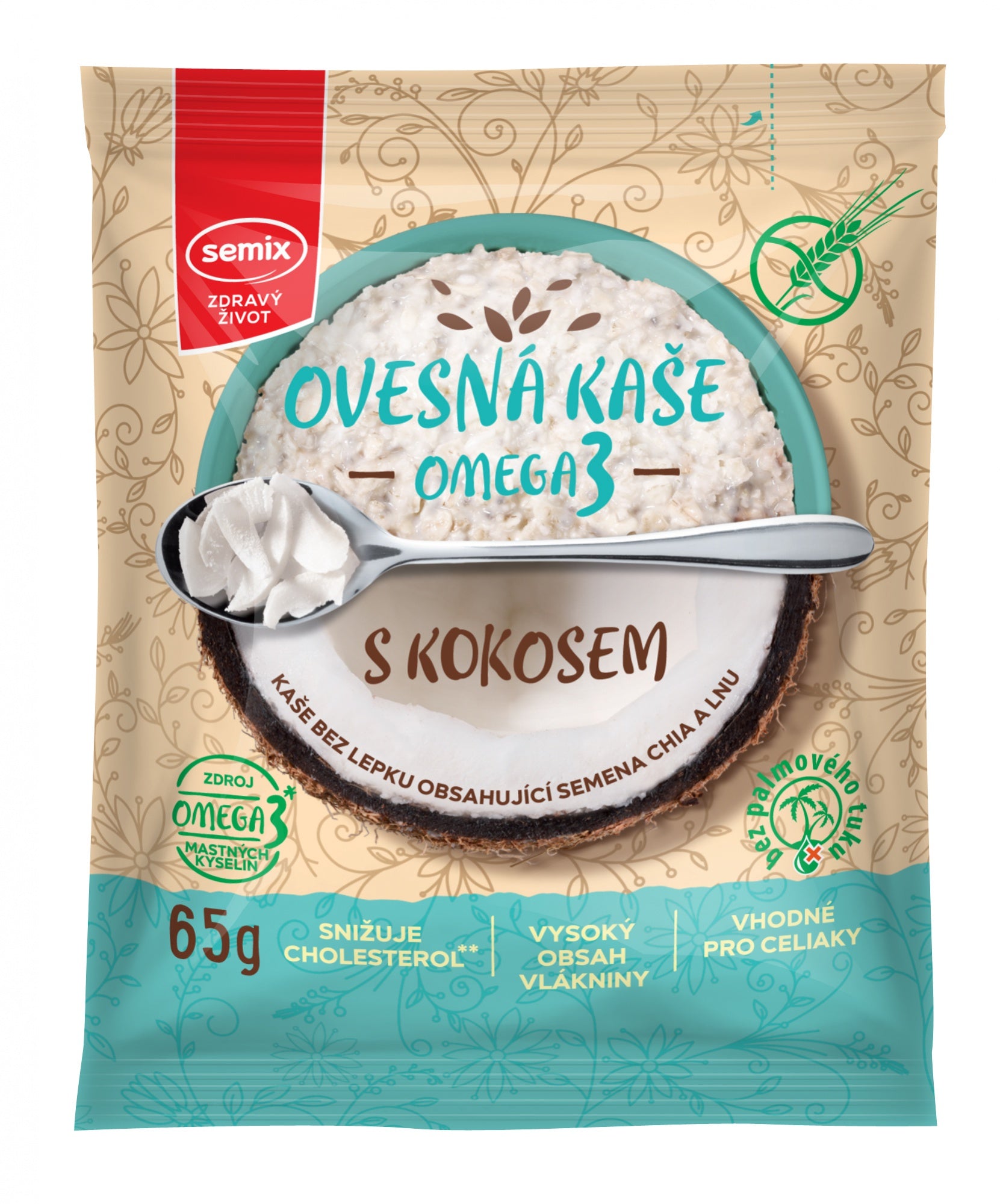 Semix Glutén mentes zabkása  kókusszal,chia maggal és lenmaggal 65 g