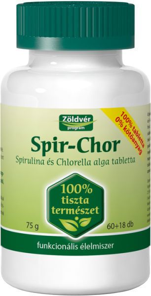 Zöldvér Spir-chor Alga Tabletta 100% 60+18db