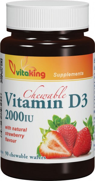 Vitaking D3 Vitamin 2000ne Epres Rágótabletta 90db