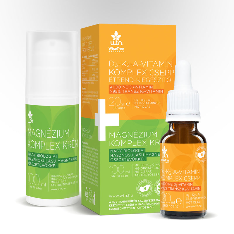WTN D3- K2- A-VITAMIN KOMPLEX D3- K2- A-vitamin komplex csepp - 20 ml Magnézium komplex krém - 100 ml